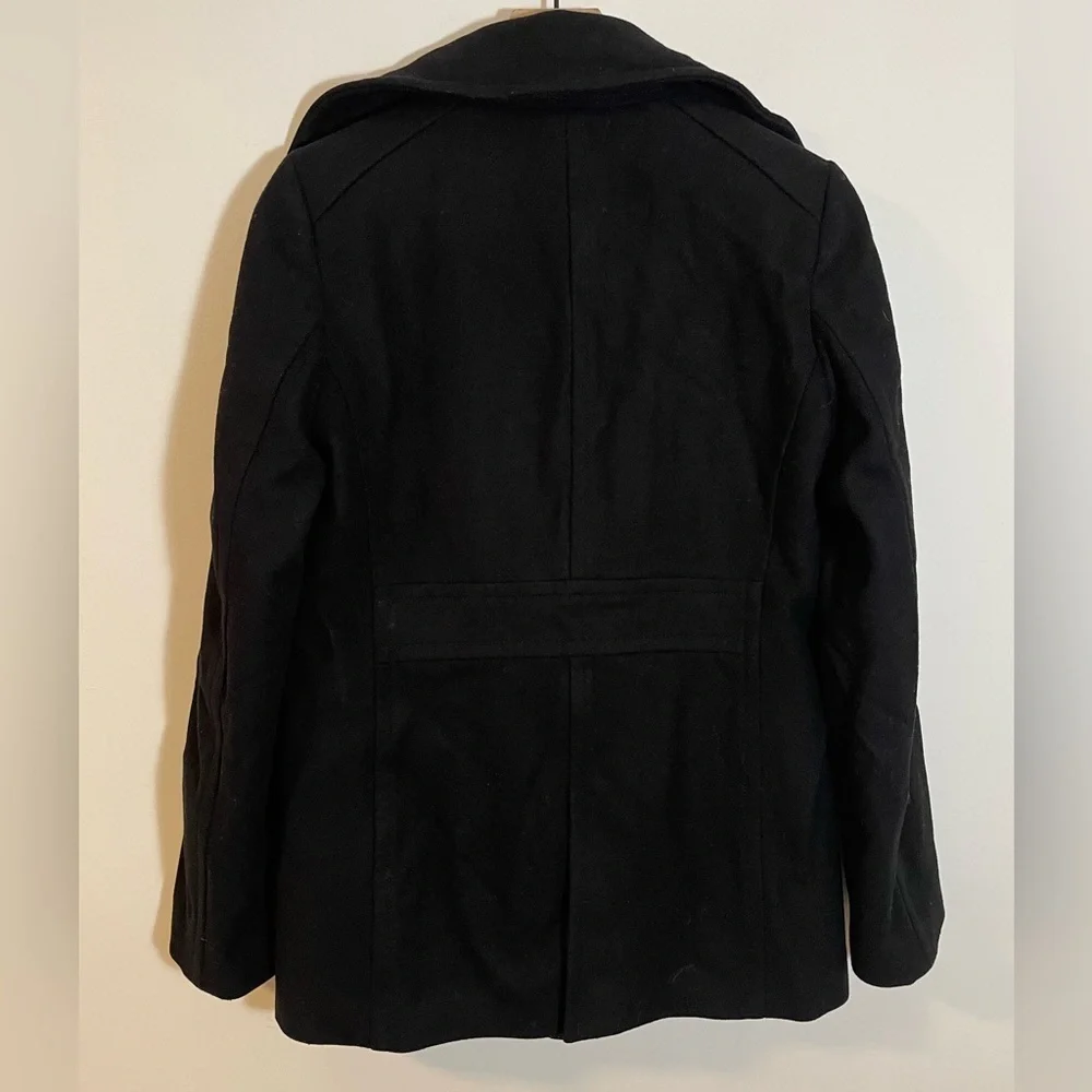 J Crew Women's Black Double Breasted Wool Pea Coat Size Medium Tall Style #66920 - Picture 4 of 9